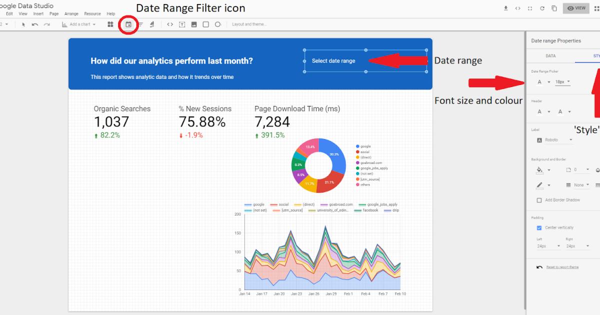 Cách thêm bộ lọc (ngày, dimension và vị trí địa lý) vào báo cáo  Google Data Studio